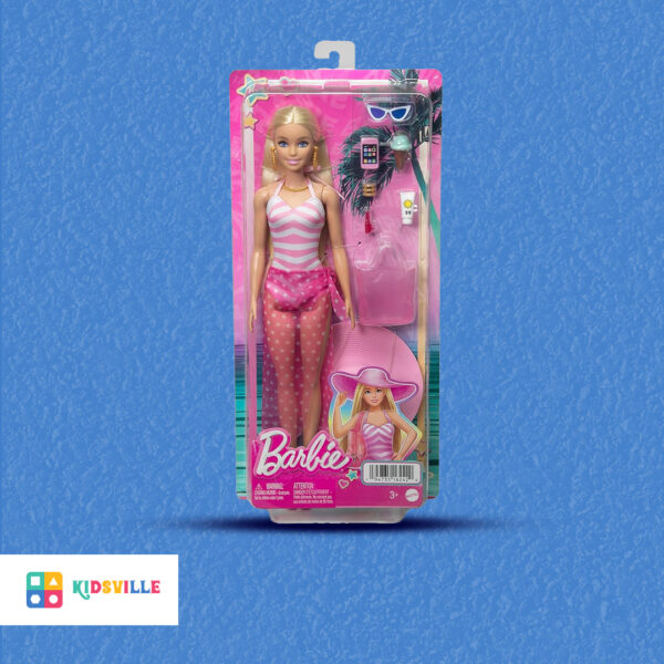 Barbie Doll with Swimsuit and Beach-Themed Accessories