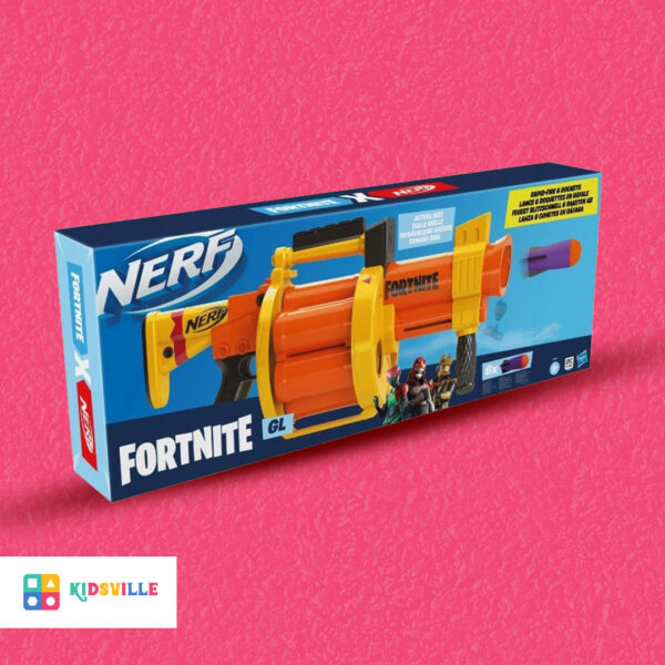 NERF FORTNITE GL ROCKET FIRING DART BLASTER WITH 6 ROCKETS