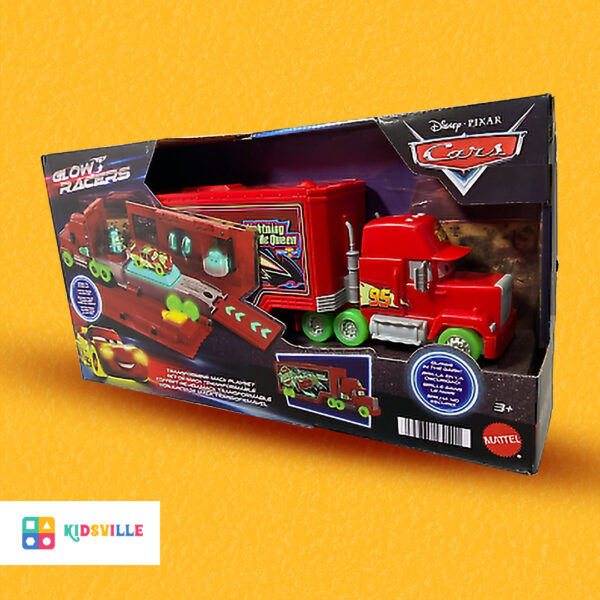 DISNEY PIXAR CARS GLOW RACERS TRANSFORMING MACK PLAYSET