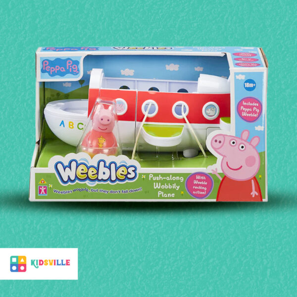 Peppa Pig Weebles Pushing Around Wobbily Airplane With Figure Air Kids Toy