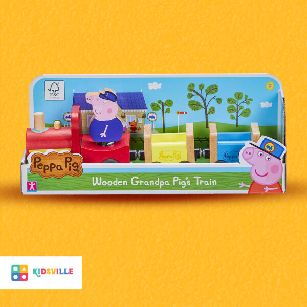 Peppa Wutz Wooden Toy - Train (With Grandpa Wutz Figure) Wooden Train Pig