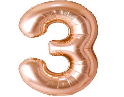 QUALATEX NUMBER FOIL ROSE GOLD 3