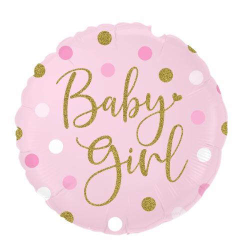 11" BABY GIRL PINK DOTS A RND