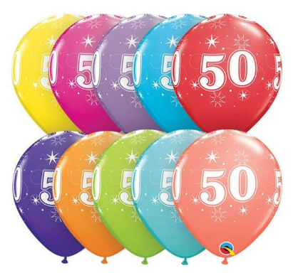 11" QUALATEX BDAY A RND 50 PCS