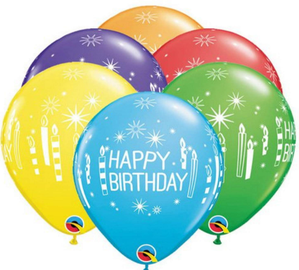 11" QUALATEX BDAY CANDLES & STARBURSTS