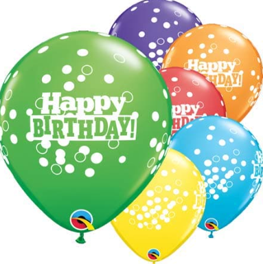 11" QUALATEX BDAY CONFETTI DOTS 50 PCS