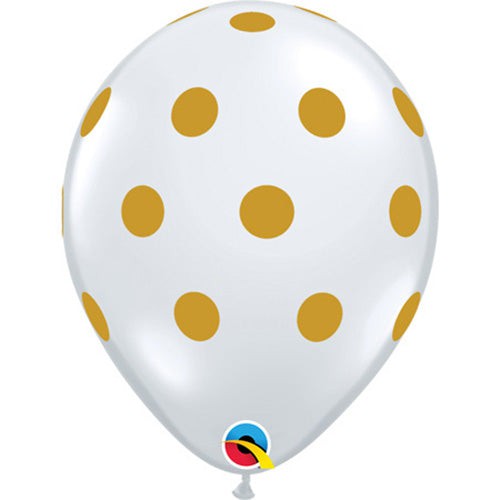 11" QUALATEX GOLD BIG POLKA DOTS 50 PCS